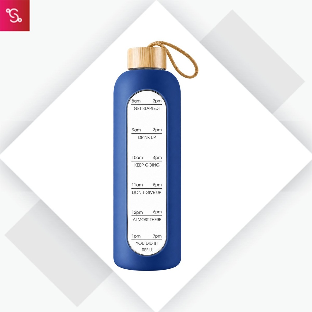 Remindr (Motivational Glass bottle (1000ml)) - Blue