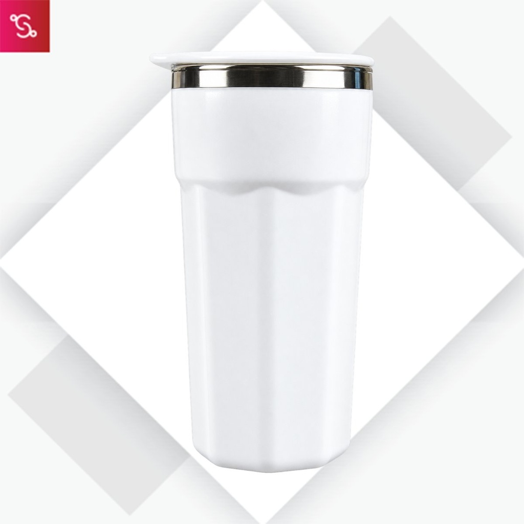 Rustic (Stainless Steel Mug (400ml)) - White