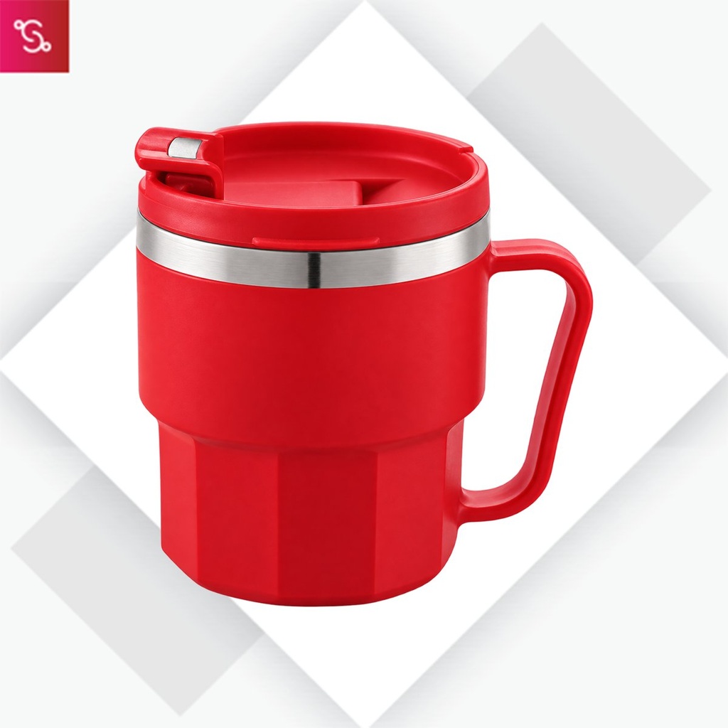 Sip-On (Stainless Steel Mug with Handle (375ml)) - Red