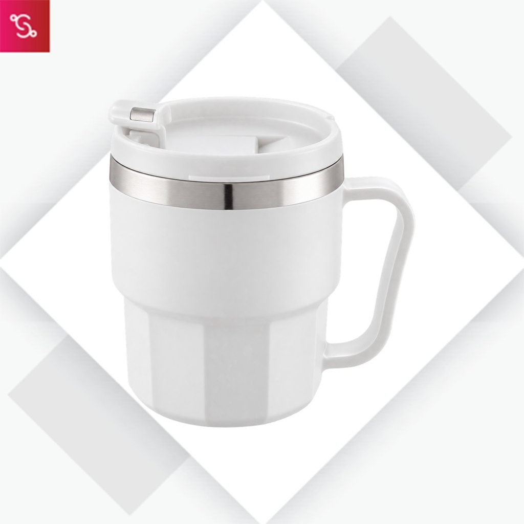 Sip-On (Stainless Steel Mug with Handle (375ml)) - White