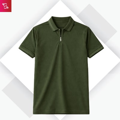 Snitch Textured Zipper Polo - Olive