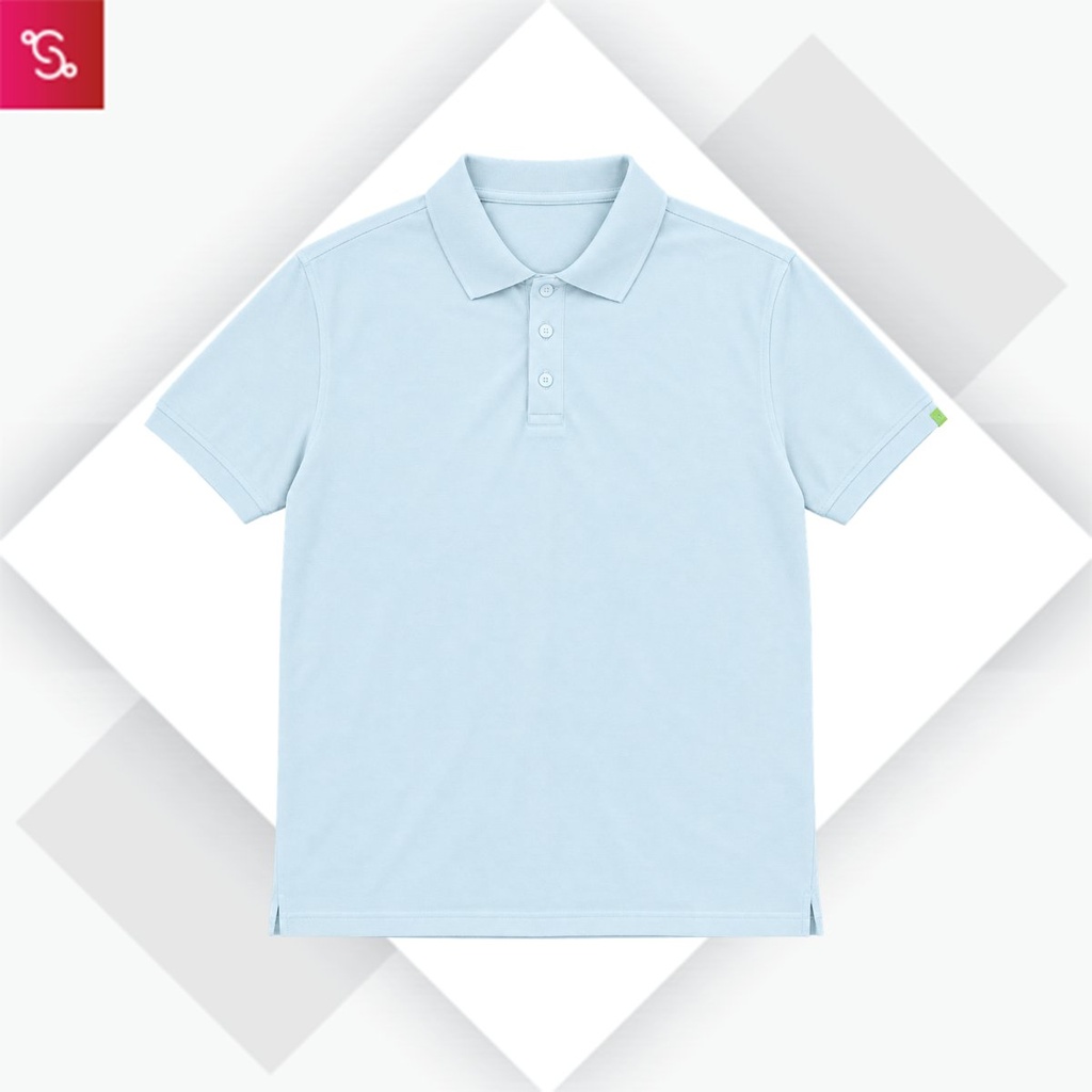 Organic Polo T-Shirt - Ice Water