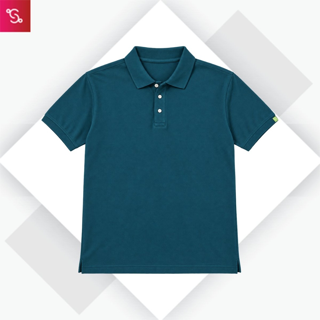 Organic Polo T-Shirt - Petrol Blue