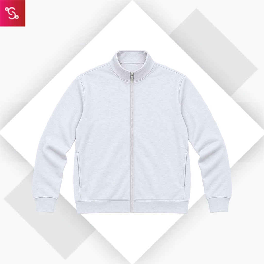 High Neck Jacket - White Melange