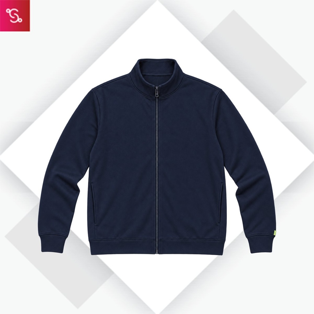 High Neck Jacket - Navy Blue