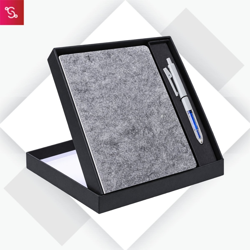 [SANM-Q150] EcoFelt Notebook Gift set: A5 Eco Notebook With Paper Clip Gel Pen