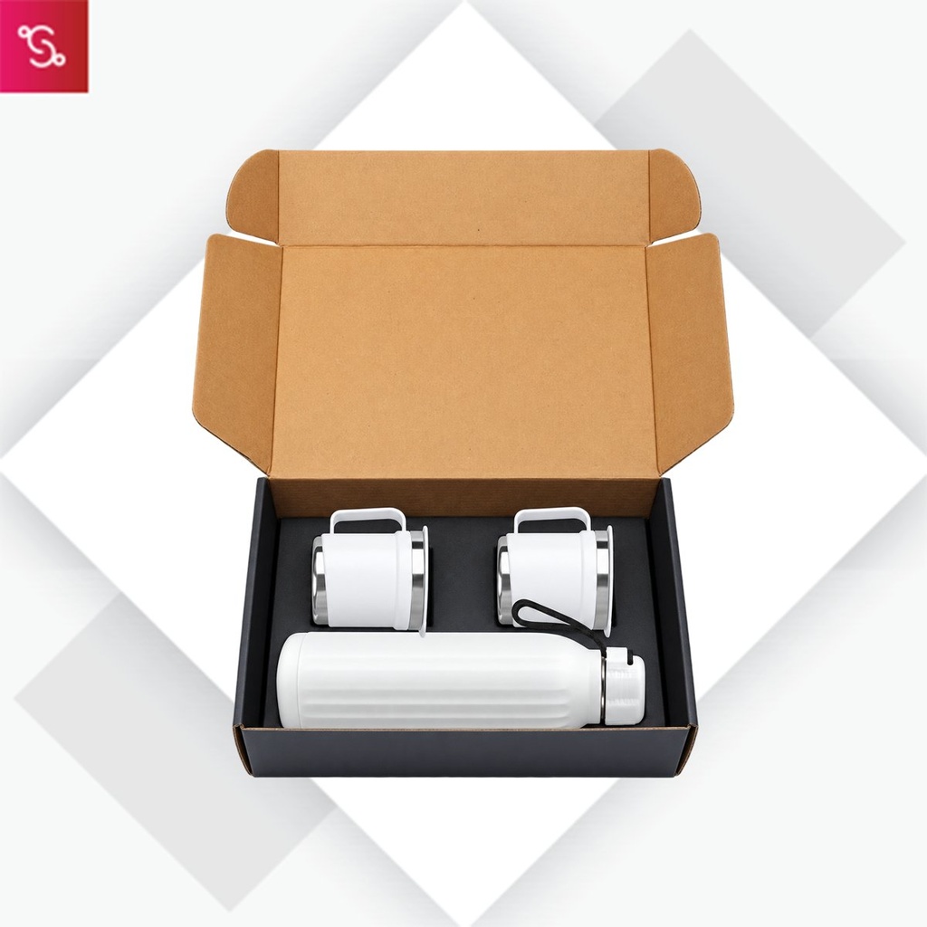 [SANM-Q179] 3 pc Gift Set : Insulated Hexa Steel bottle with 2 Steel cups