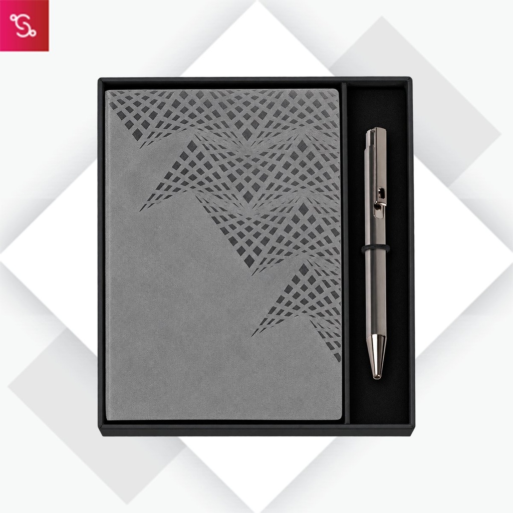 [SANM-Q196] 2 in 1 Set: A5 notebook with Luster Metal Pen in Gift Box