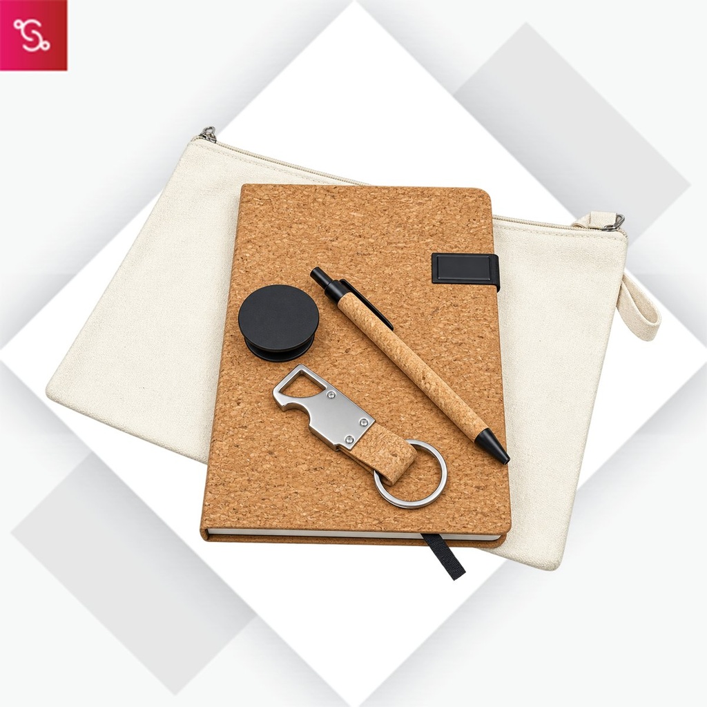 [SANM-Q227] EcoPouch Set of 5: Cork Utility Pro Kit in Multipurpose Canvas Pouch