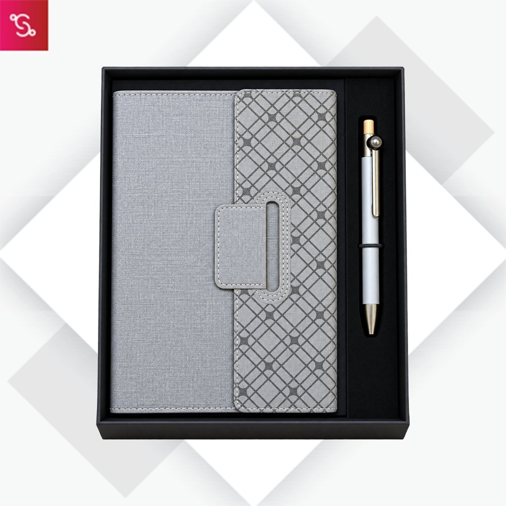 [SANM-Q233] Notebook Set of 2: Magnetic 3 Fold Nook Notebook, Metal Pen with Fidget ball in in Hard board box