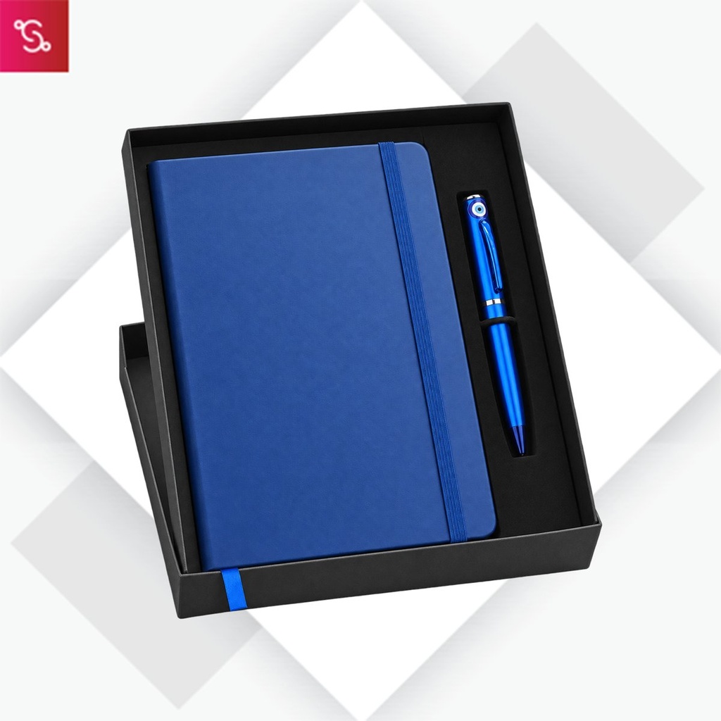 [SANM-Q239] Notebook Set of 2: Classic A5 Notebook, Turkish Evil Eye Good luck pen in in Hard board box