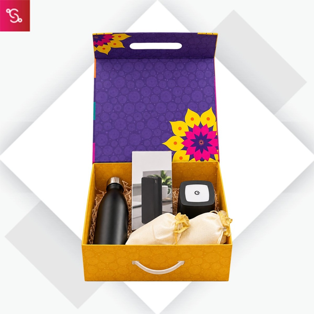 [SANM-Q248] Celebrations Set of 5: Lumibloc Rechargeable Lamp, Cola SS Bottle 750Ml, 10,000 mAh Power Bank, Almonds in pou