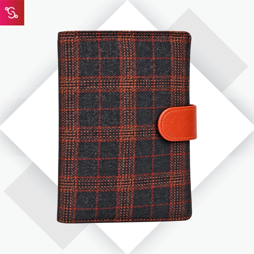 [SANM-S32] Brown Chequed Tweed Passport holder with Sim Card Safe Case & Sim Card Jackets