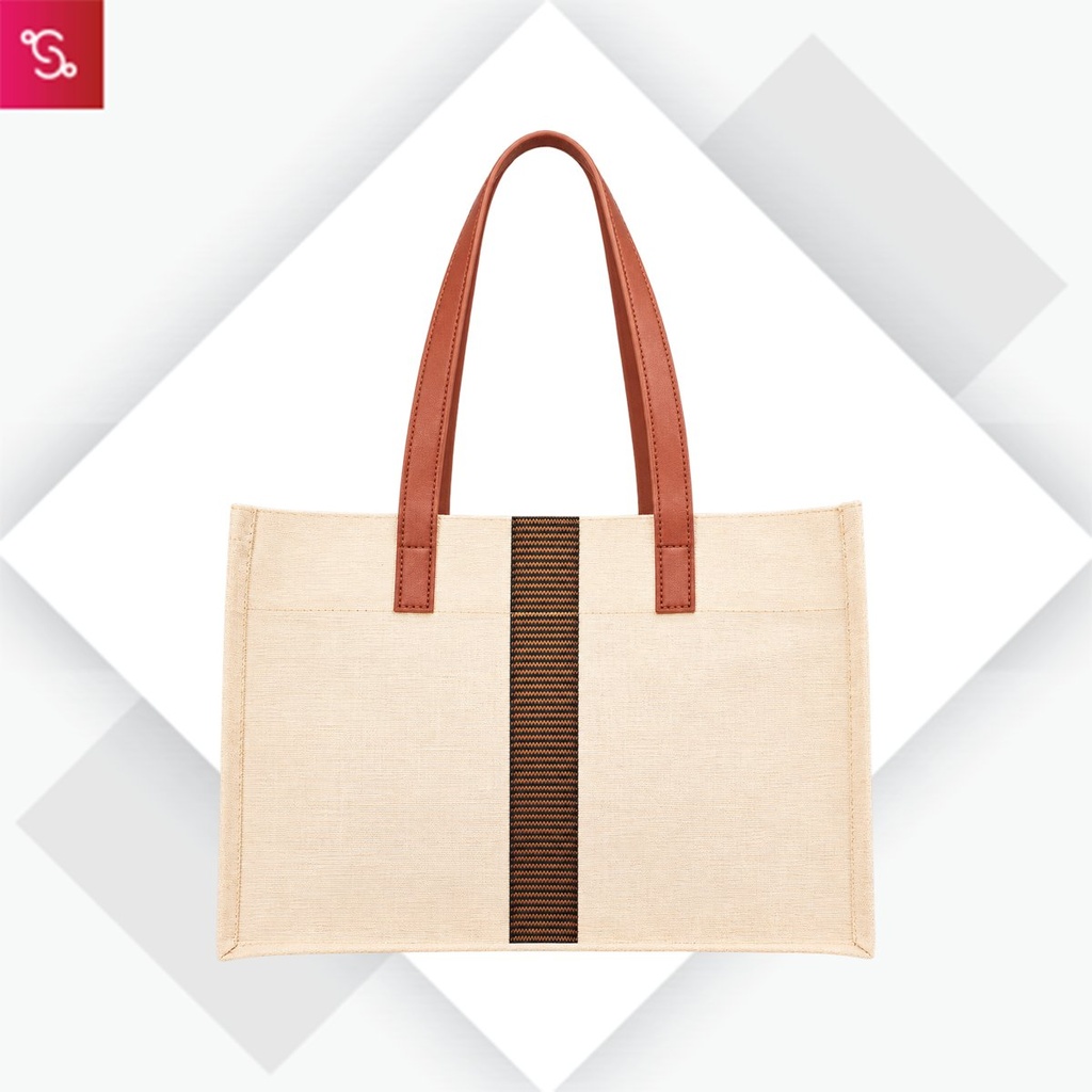 [SOBL-BALSA] Balsa (Jute blended with Cotton/Faux Leather Tote Bag)