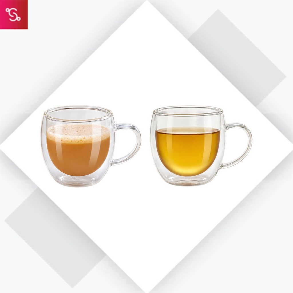 Boro Café (Borosilicate Mug with Handle (250ml) Set of 2)