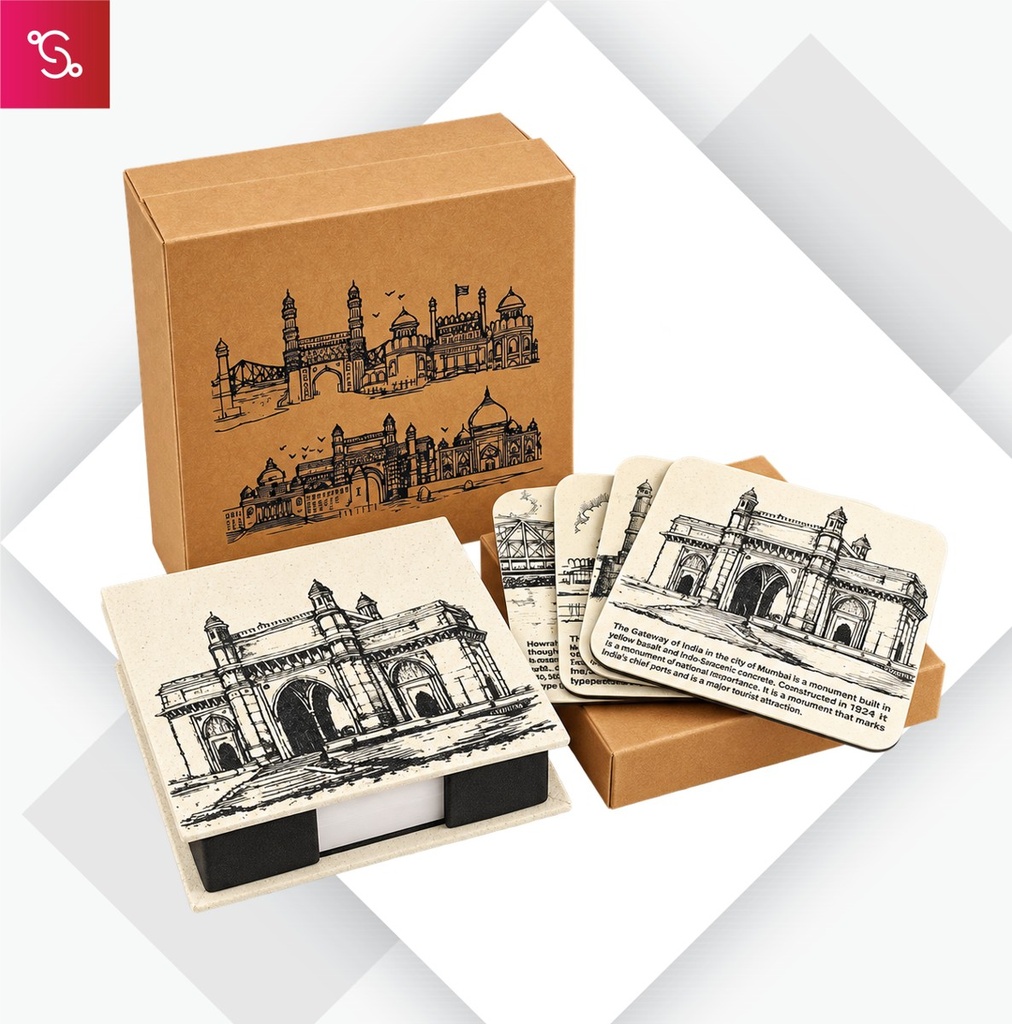 [STGT-2615] Memo and Coaster Gift Box - India - Sketches