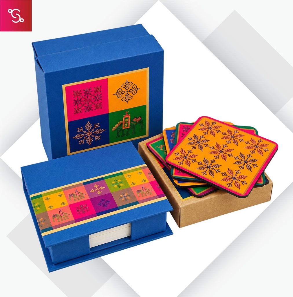[STGT-2627] Memo and Coaster Gift Box - Kasuti