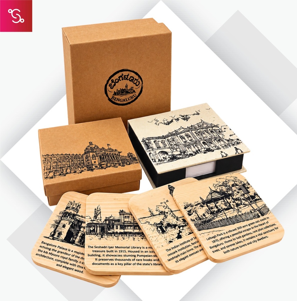 [STGT-2672] Memo and Coaster Gift Box - Bengaluru - Sketches