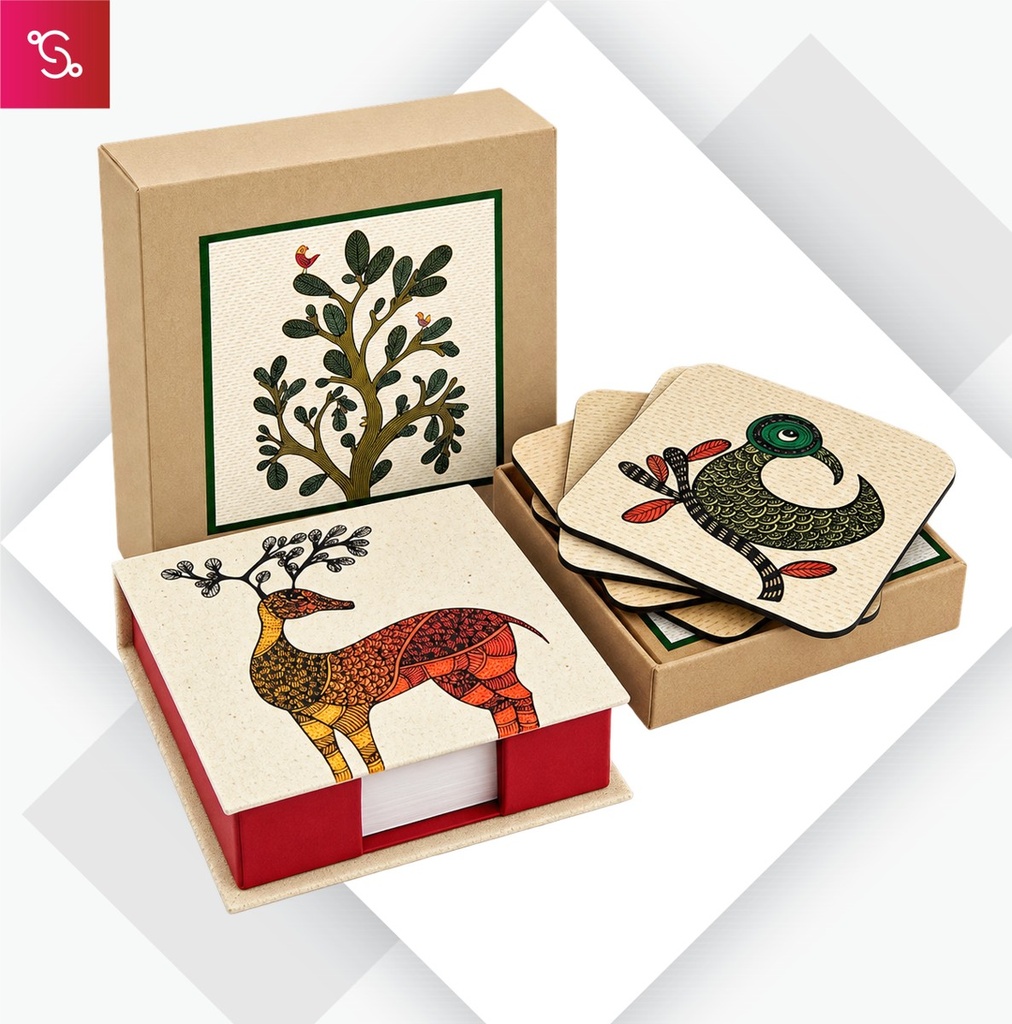 [STGT-2640] Memo and Coaster Gift Box - Gond