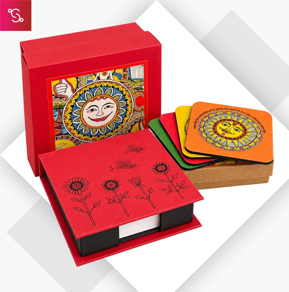 [STGT-2642] Memo and Coaster Gift Box - Madhubani