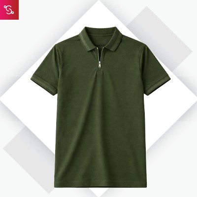 Snitch Textured Zipper Polo - Olive