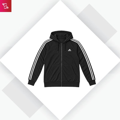 Adidas Hoodie Jacket - Black / White (CW1434)