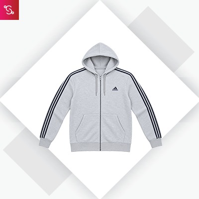 Adidas Hoodie Jacket - Medium Grey (CW1435)