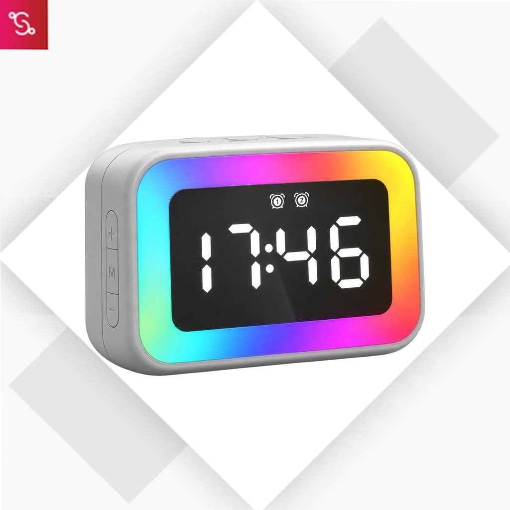 [SANM-A153] TimeWave Plus: Square display clock with Bluetooth speaker & RGB Lights