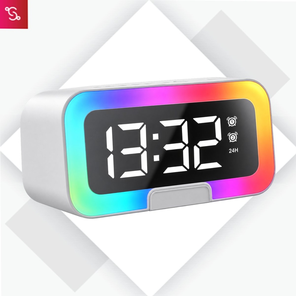 [SANM-A155] TimeWave Ultra: Large Clock with Bluetooth speaker, Mobile Stand & RGB Lights
