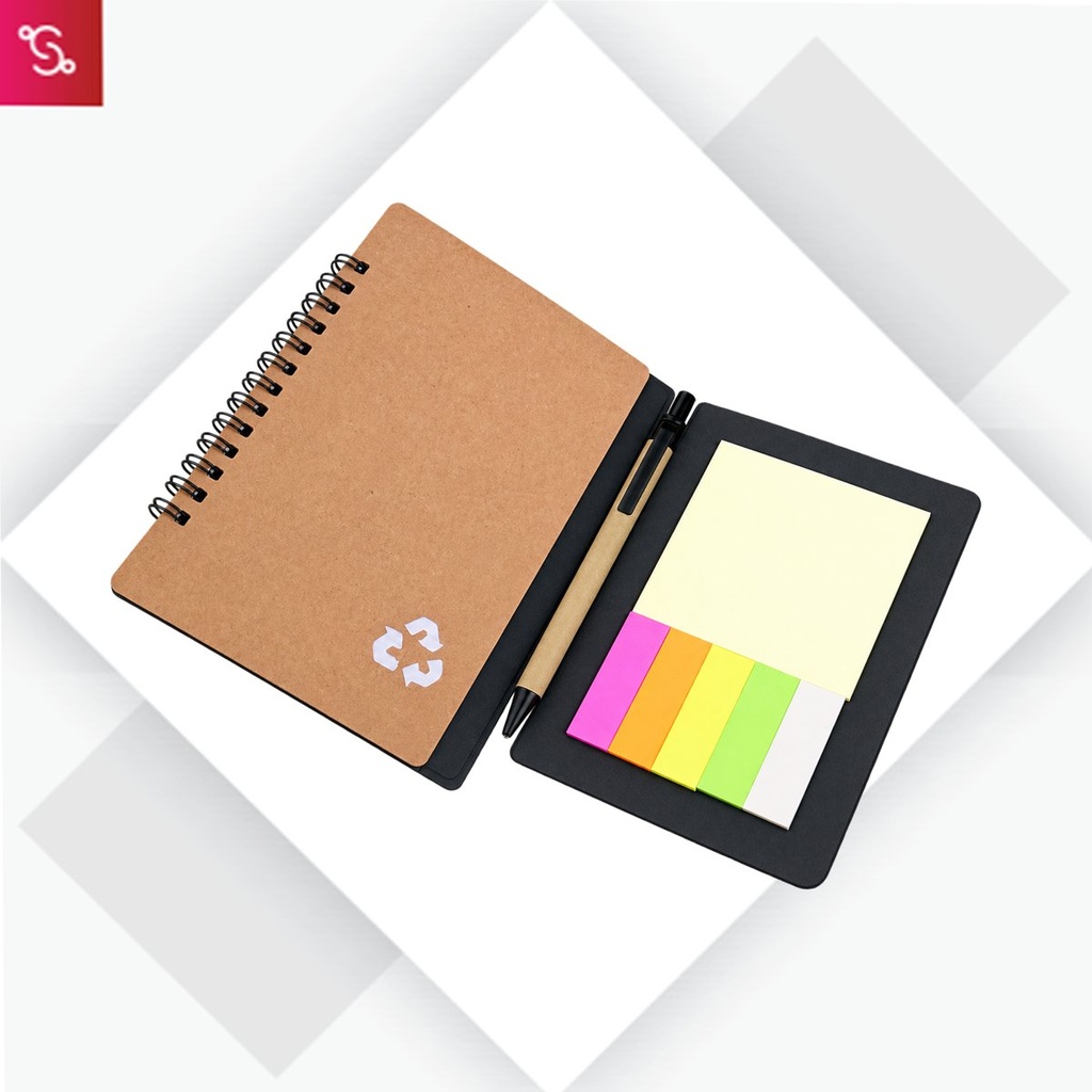 [SANM-B50] Eco notebook with pen and sticky pads