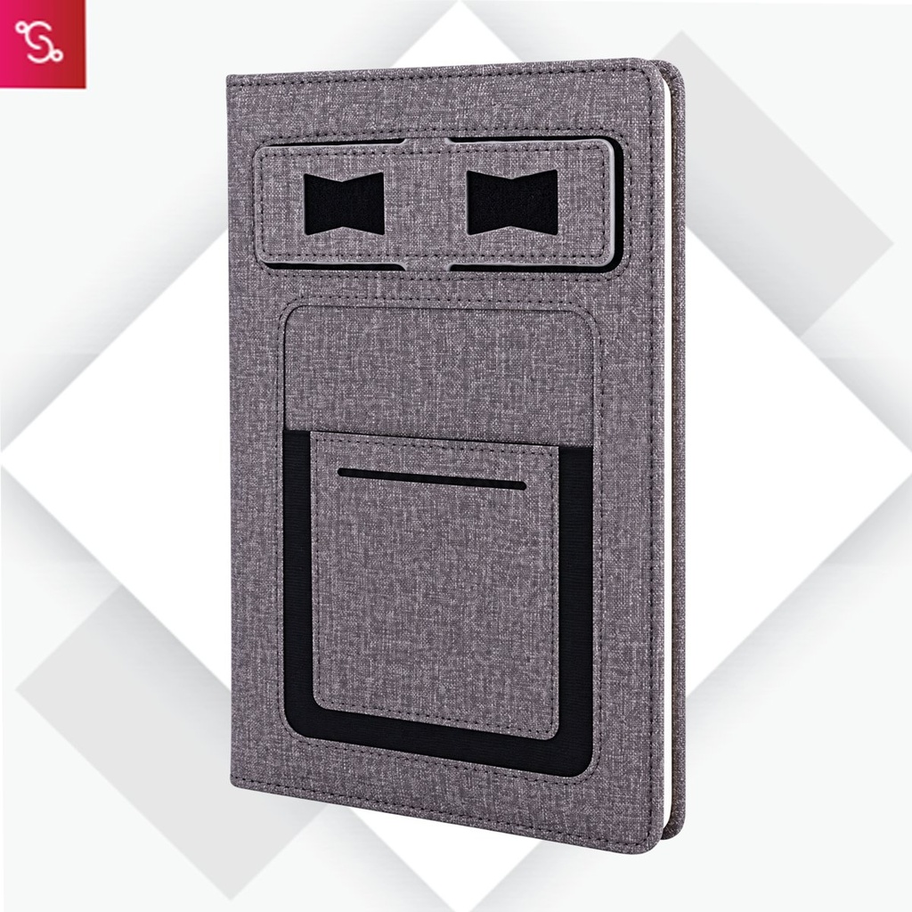 [SANM-B125] A5 notebook with Phone stand, card pocket, mobile pocket, pen loop & Elastic fastener