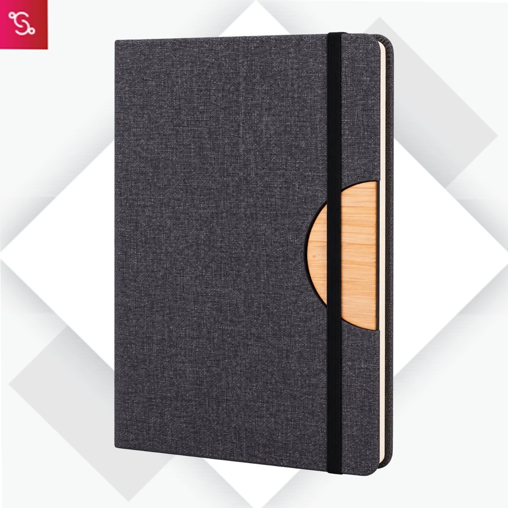 [SANM-B126] D style Bamboo notebook with Phone stand and Elastic fastener