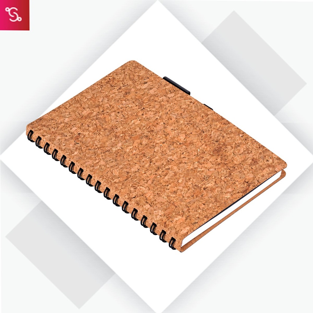 [SANM-B163] Cork Wiro notebook with Document Holder, Sticky pads and Cork Pen