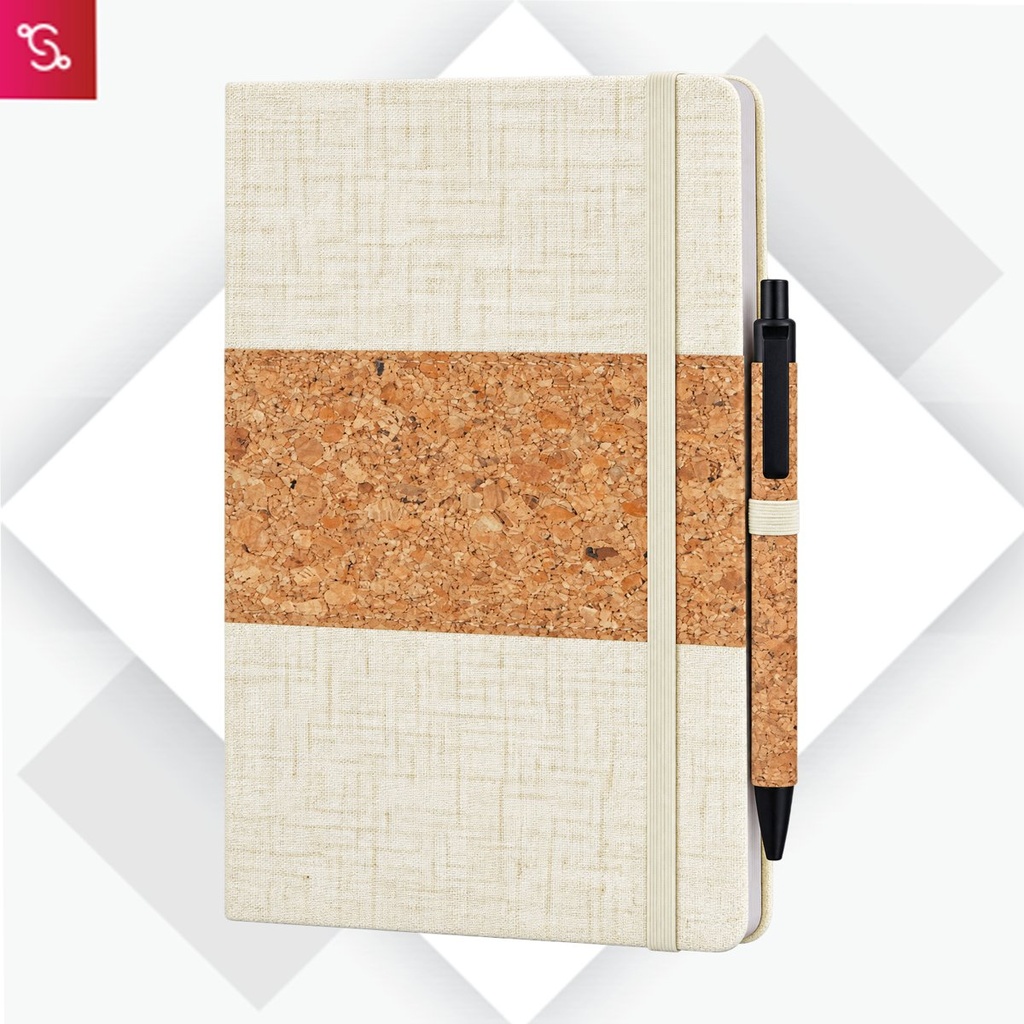 [SANM-B176a] Cork fabric notebook with Cork Pen