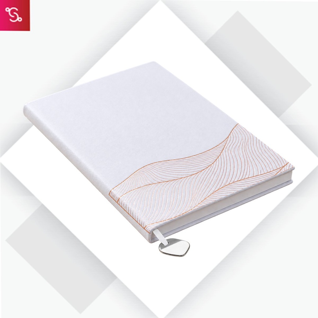 [SANM-B188] Wave White Hard bound notebook with Rose gold leafing