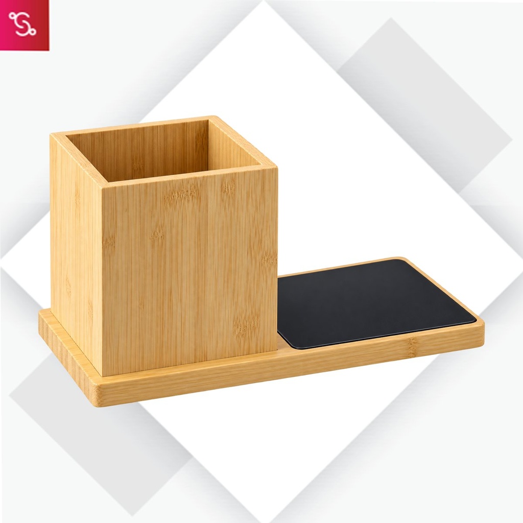 [SANM-C200] BamBrew: Bamboo Large Pen stand with Cup warmer