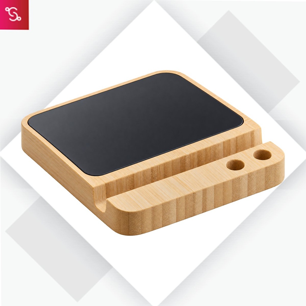 [SANM-C207] ZenCharge Glow: Bamboo Wireless Charger with Logo Highlight