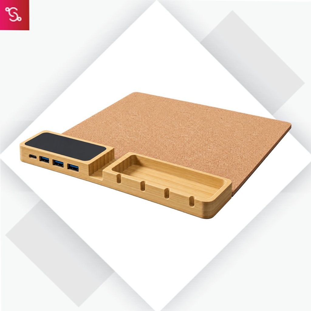 [SANM-C220] PowerGlow DockPad: Cork 3 fold Mousepad with Backlit Usb hub