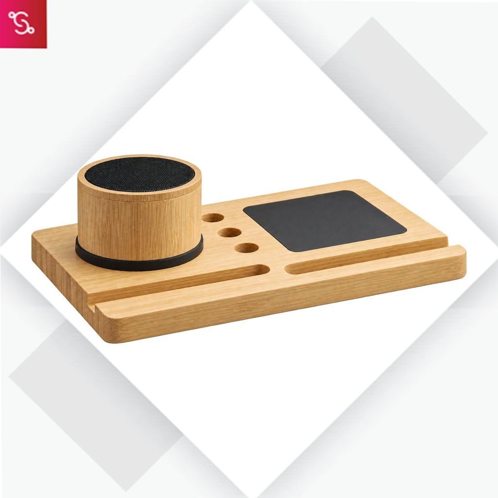 [SANM-C224] PowerGlow ChargeBeat: Bamboo Table Top with Bluetooth Speaker