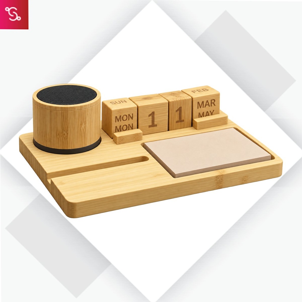 [SANM-C226] WorkBeat Eco: Bamboo Table Top with Bluetooth Speaker