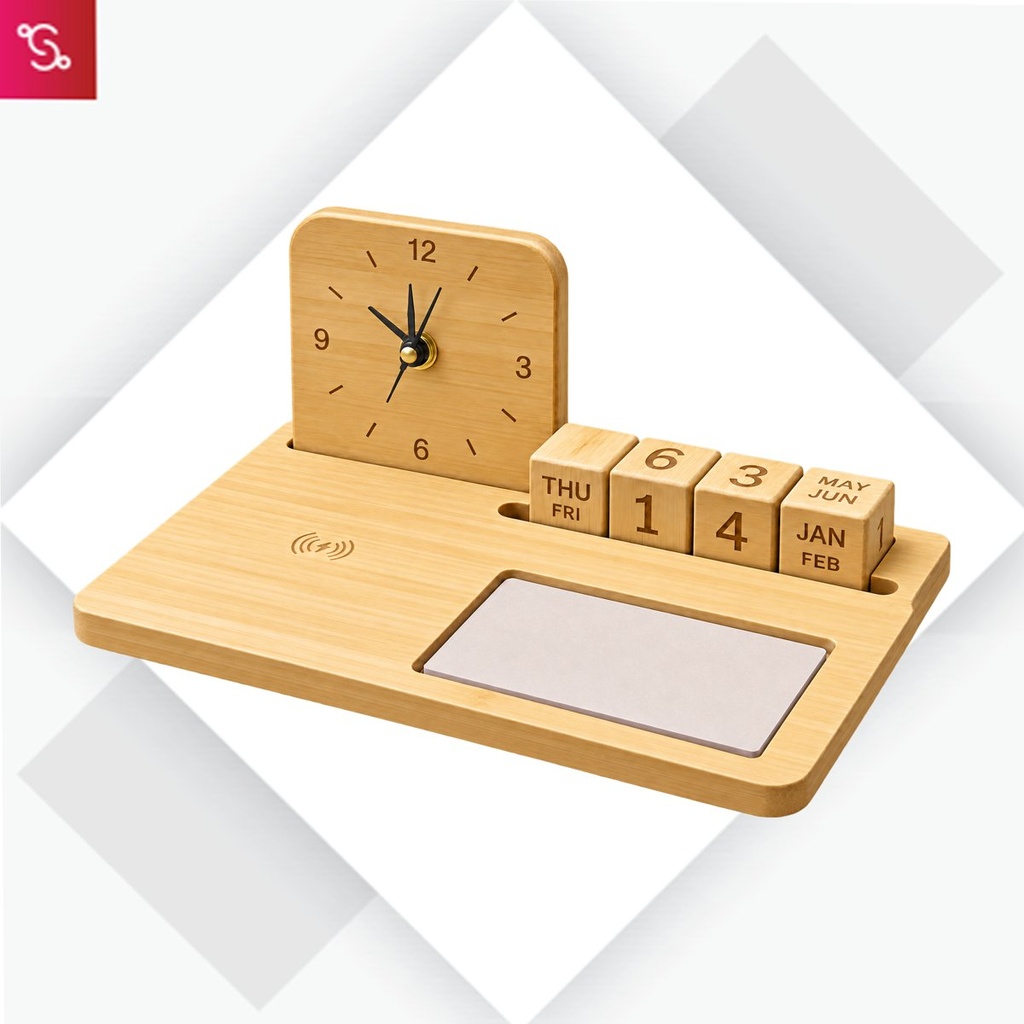 [SANM-C228] ChronoDesk Eco: Bamboo Table Top with Clock