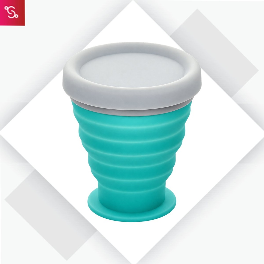 [SANM-E242] Folding silicon cup with cap (collapsible)