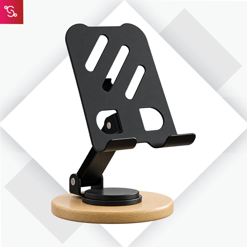 [SANM-E420] Zenstand Max (Small): Folding & Rotating Metal Mobile Stand with bamboo base