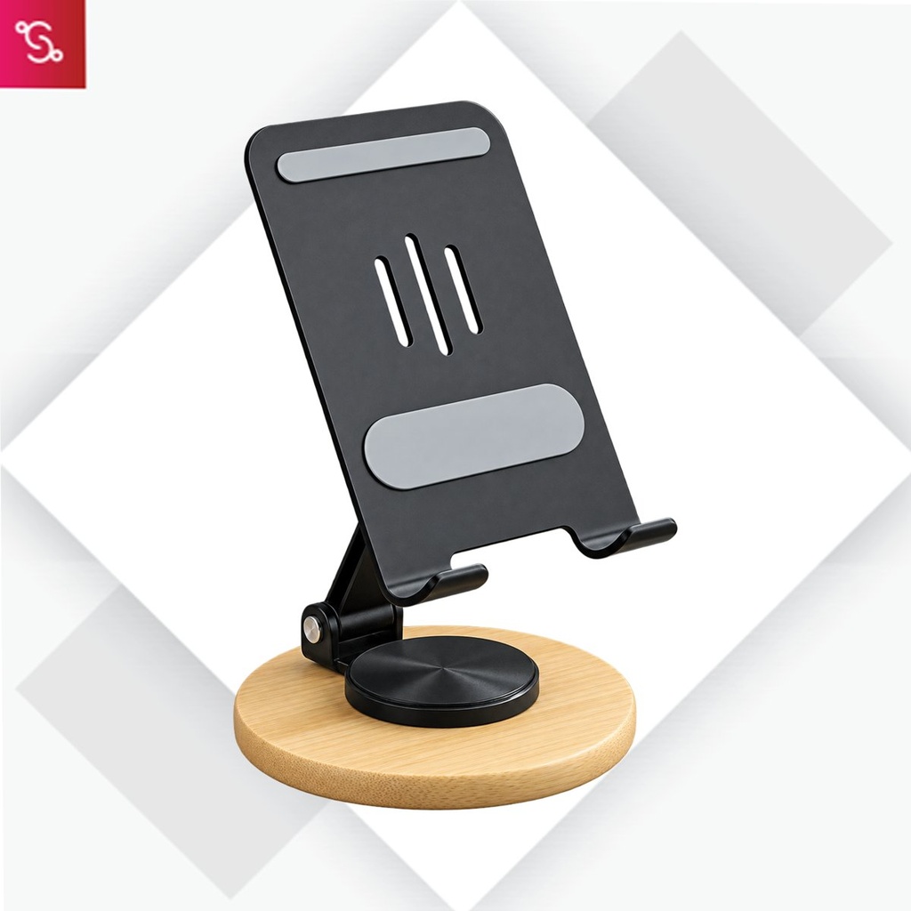 [SANM-E421] Zenstand Max: Folding & Rotating Metal Mobile Stand with bamboo base