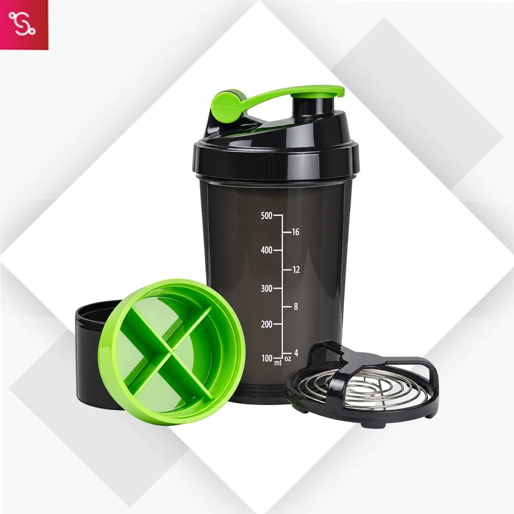 [SANM-H146] Spider shaker with Double compartment and mixing whisk