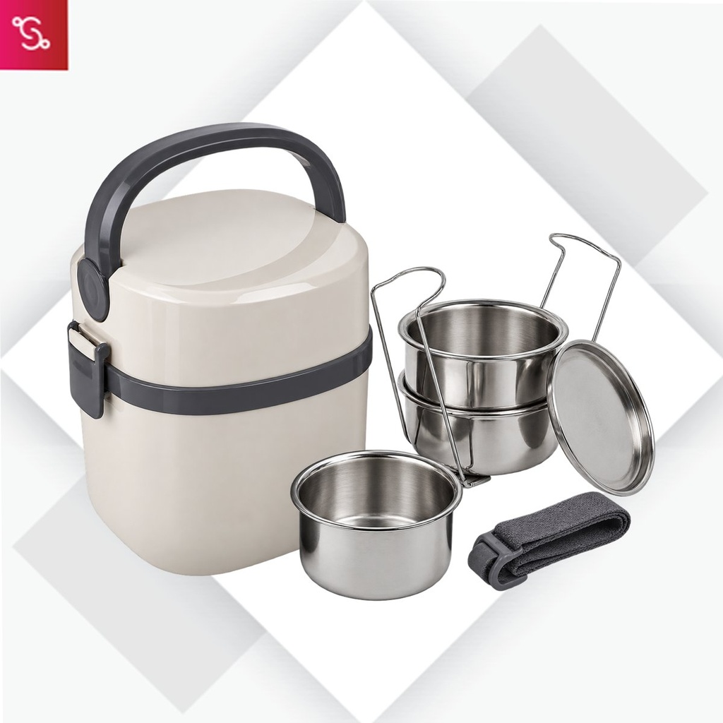 [SANM-H154a] Bento Travel Lunch box with 3 Steel containers & Lifter