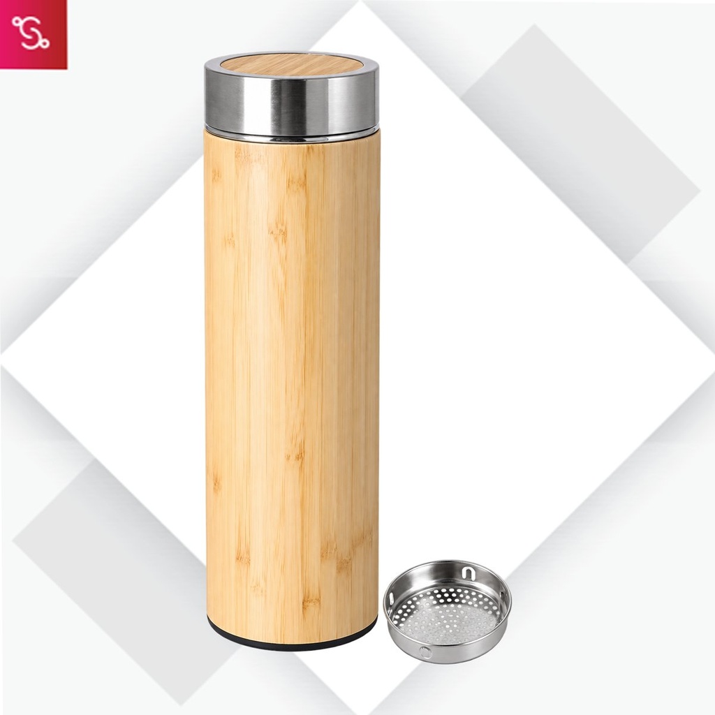 [SANM-H191a] Stainless steel Bamboo Vacuum flask with Tea Strainer