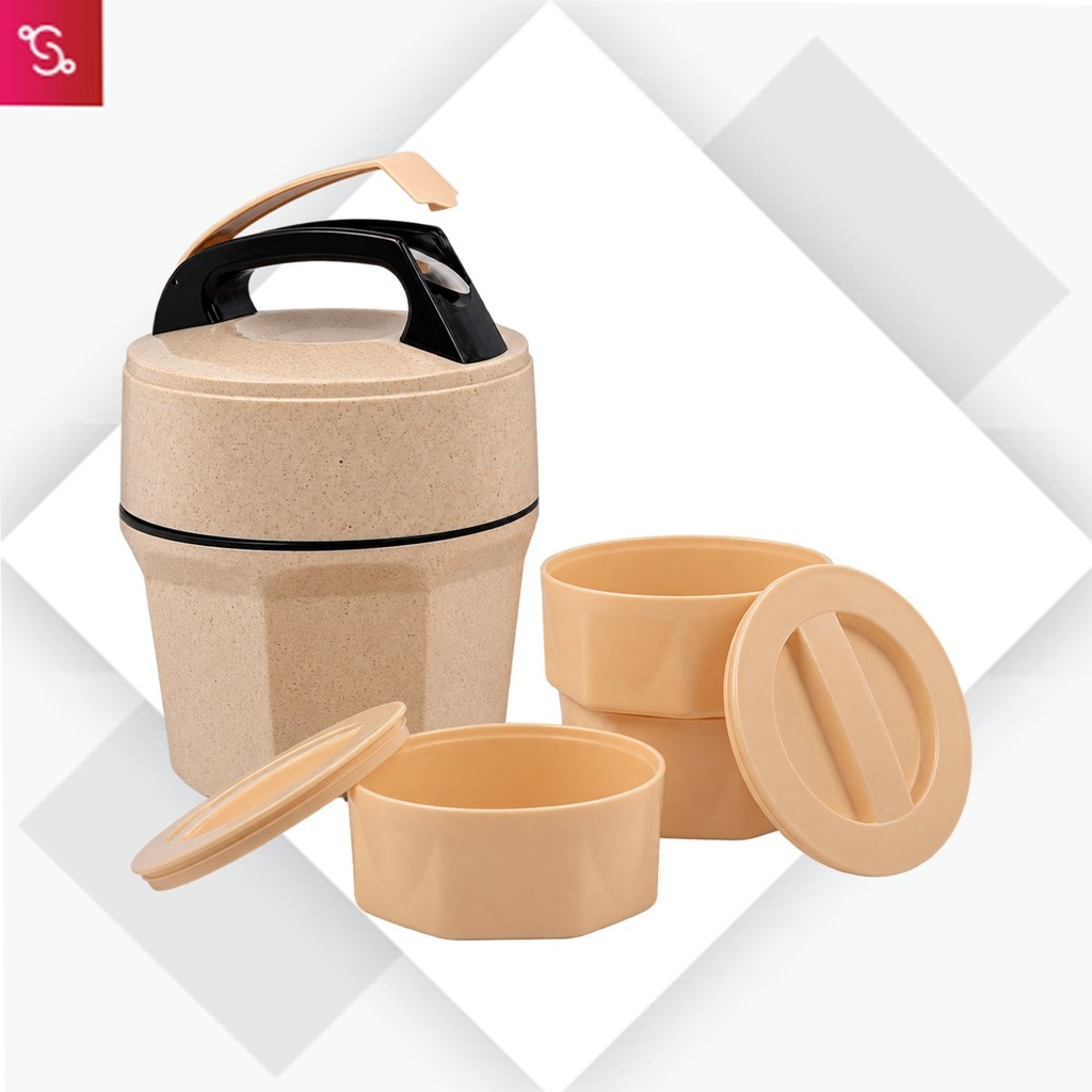 [SANM-H196] Octomeal Eco: 3 Plastic container lunch box with spoon