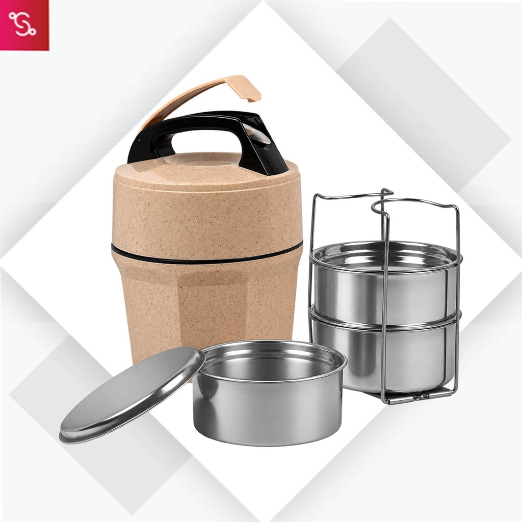 [SANM-H197] Octomeal Eco: 3 Steel container lunch box with spoon