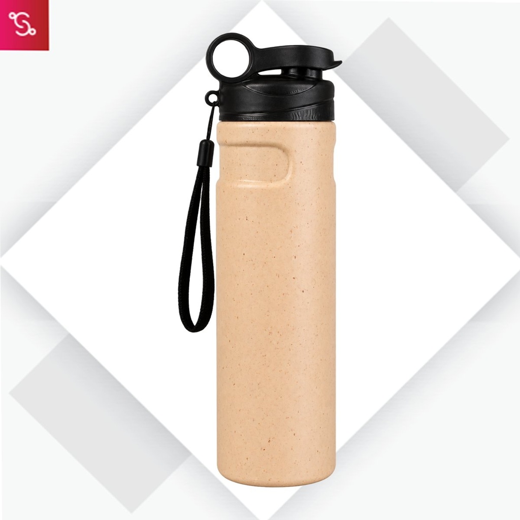 [SANM-H224a] Insulated Straight Steel bottle with Rice husk outer body